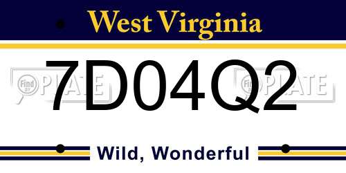 7D04Q2 West Virginia License Plate