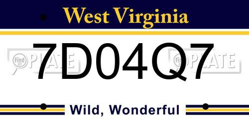 7D04Q7 West Virginia License Plate