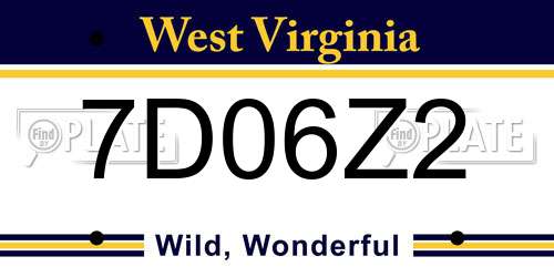 7D06Z2 West Virginia License Plate