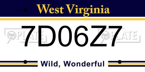 7D06Z7 West Virginia License Plate