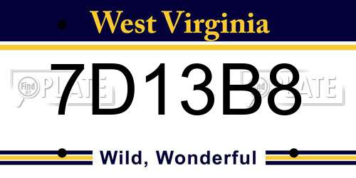 7D13B8 West Virginia License Plate