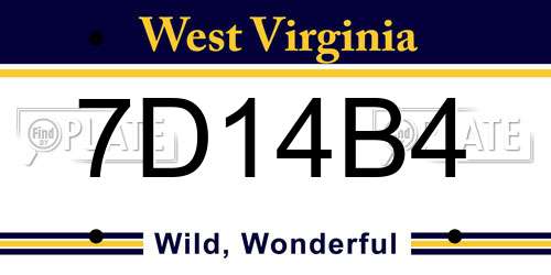7D14B4 West Virginia License Plate