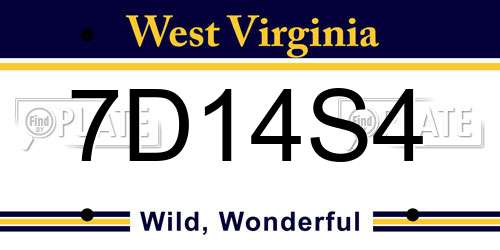 7D14S4 West Virginia License Plate