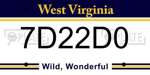 7D22D0 West Virginia License Plate