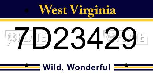 7D23429 West Virginia License Plate