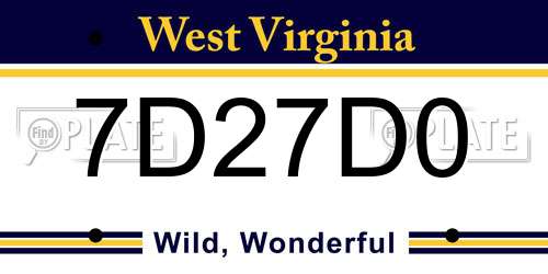 7D27D0 West Virginia License Plate