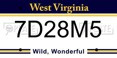 7D28M5 West Virginia License Plate