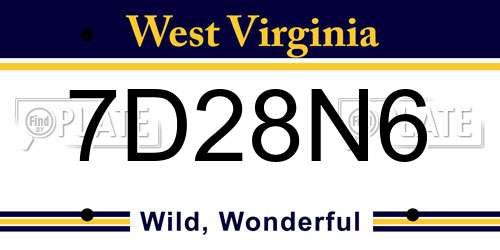7D28N6 West Virginia License Plate