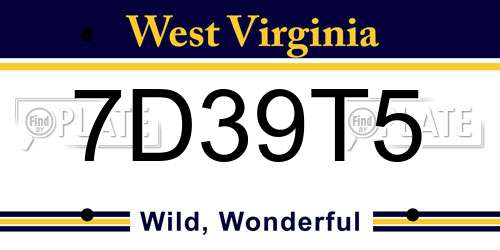 7D39T5 West Virginia License Plate