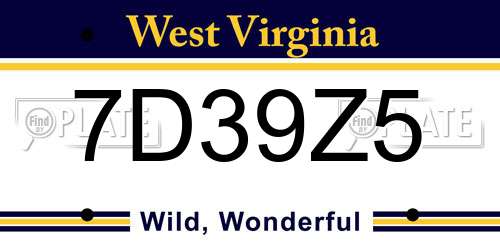 7D39Z5 West Virginia License Plate