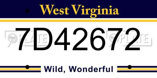 7D42672 West Virginia License Plate