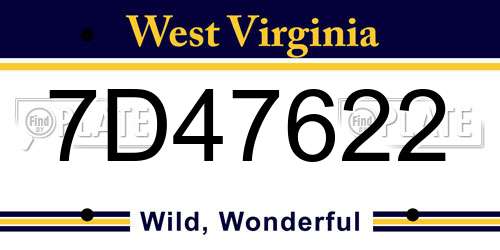 7D47622 West Virginia License Plate
