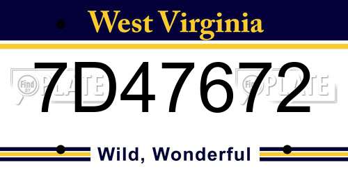 7D47672 West Virginia License Plate