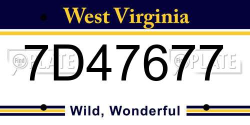 7D47677 West Virginia License Plate