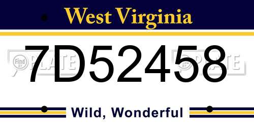 7D52458 West Virginia License Plate