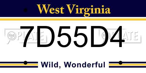 7D55D4 West Virginia License Plate