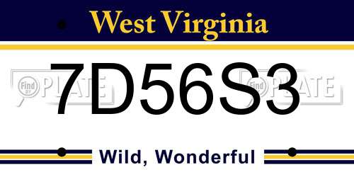 7D56S3 West Virginia License Plate