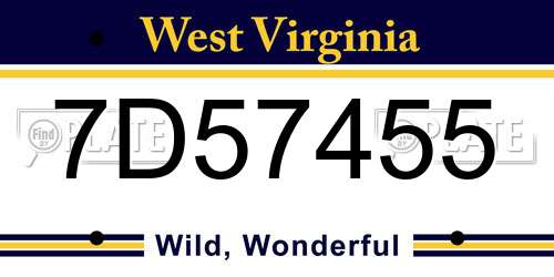 7D57455 West Virginia License Plate