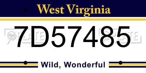 7D57485 West Virginia License Plate
