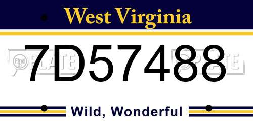 7D57488 West Virginia License Plate