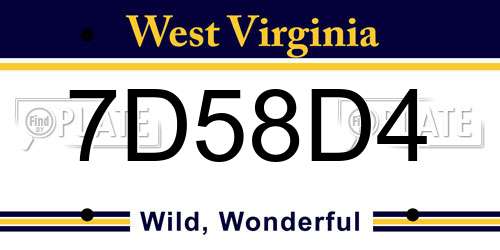 7D58D4 West Virginia License Plate