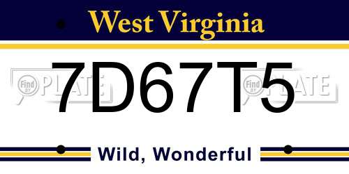7D67T5 West Virginia License Plate