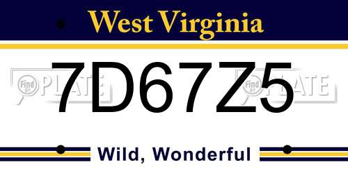 7D67Z5 West Virginia License Plate