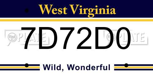 7D72D0 West Virginia License Plate