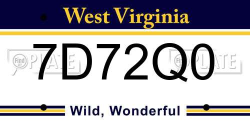 7D72Q0 West Virginia License Plate