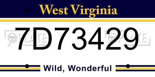 7D73429 West Virginia License Plate