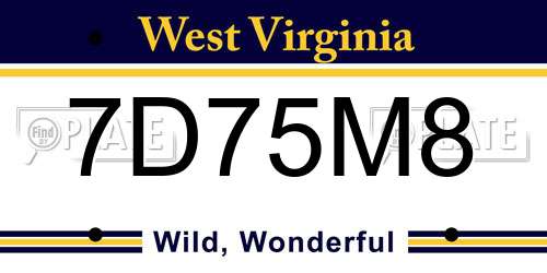 7D75M8 West Virginia License Plate