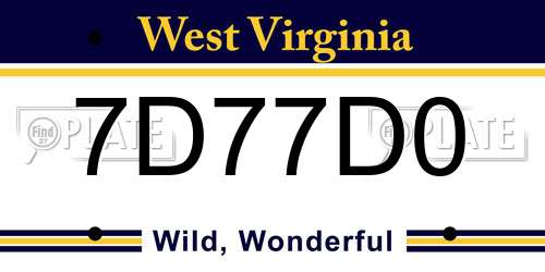 7D77D0 West Virginia License Plate
