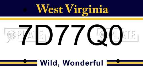7D77Q0 West Virginia License Plate