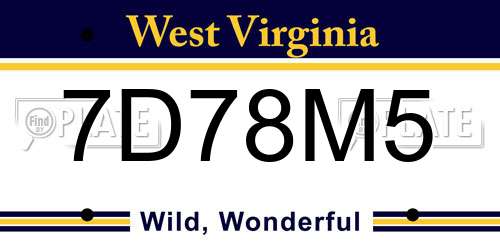 7D78M5 West Virginia License Plate