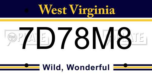 7D78M8 West Virginia License Plate