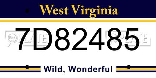 7D82485 West Virginia License Plate