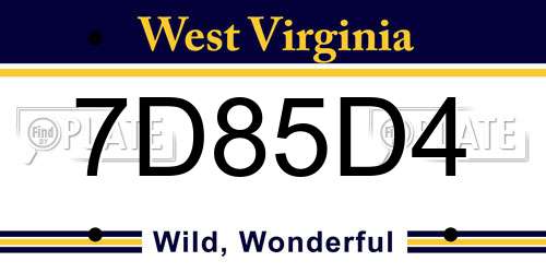 7D85D4 West Virginia License Plate