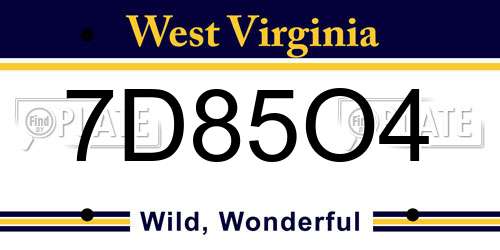 7D85O4 West Virginia License Plate
