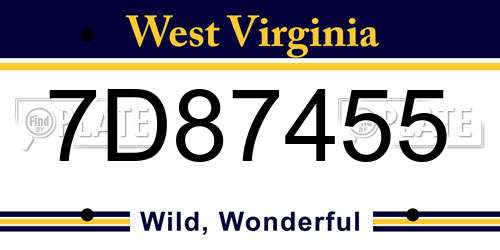 7D87455 West Virginia License Plate