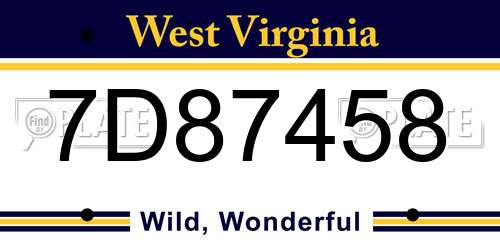7D87458 West Virginia License Plate
