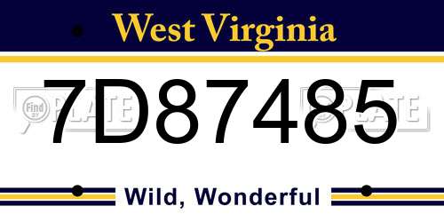 7D87485 West Virginia License Plate