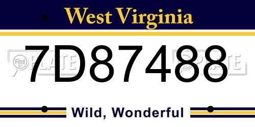 7D87488 West Virginia License Plate