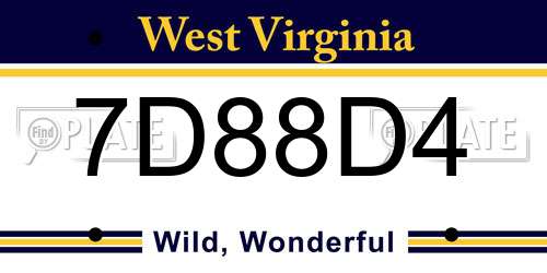 7D88D4 West Virginia License Plate