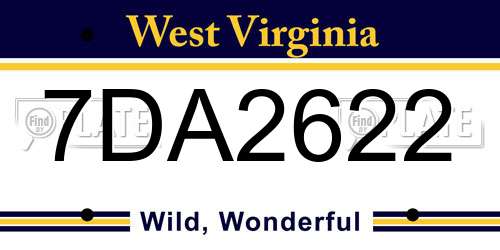 7DA2622 West Virginia License Plate