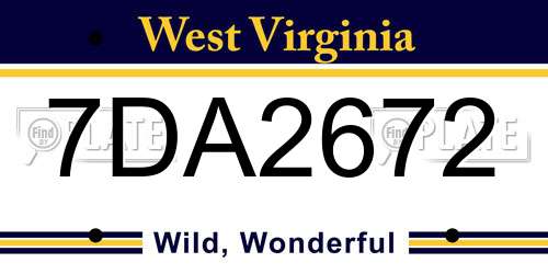 7DA2672 West Virginia License Plate