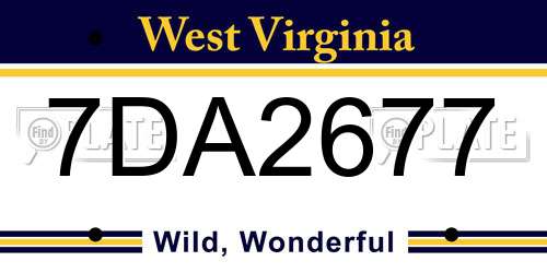 7DA2677 West Virginia License Plate