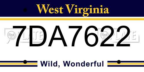 7DA7622 West Virginia License Plate