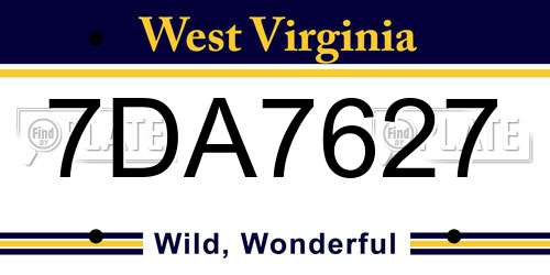 7DA7627 West Virginia License Plate