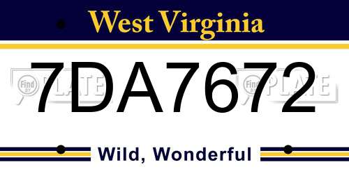 7DA7672 West Virginia License Plate