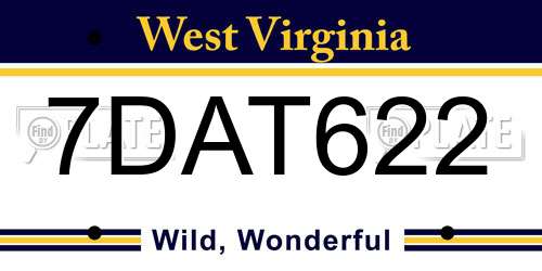 7DAT622 West Virginia License Plate